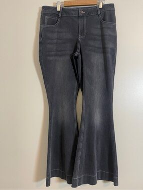Halara Jeans Womens Large Dark Ash Gray Flared Stretchy Boho Festival Minimalist